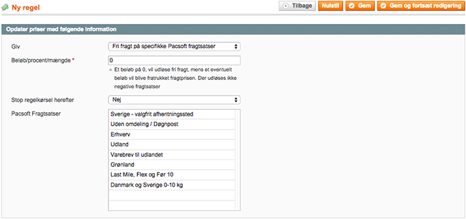 Magento-Pacsoft modulet fra TRIC Solutions kan kombineres med prisregler